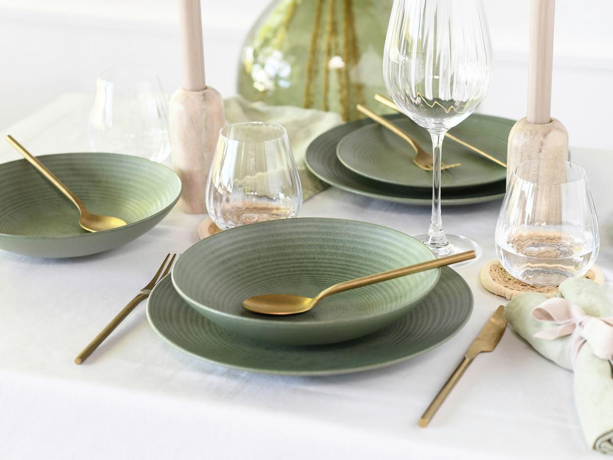 Tafelservice Catania Eukalyptus, 12--Teilig., Grün - Grün, Basics, Keramik - Creatable