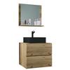 Badezimmer Lendas Bl M - Honigeiche/Schwarz, MODERN, Glas/Keramik (61cm) - MID.YOU