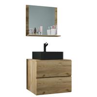 Badezimmer Lendas Bl M - Honigeiche/Schwarz, MODERN, Glas/Keramik (61cm) - MID.YOU