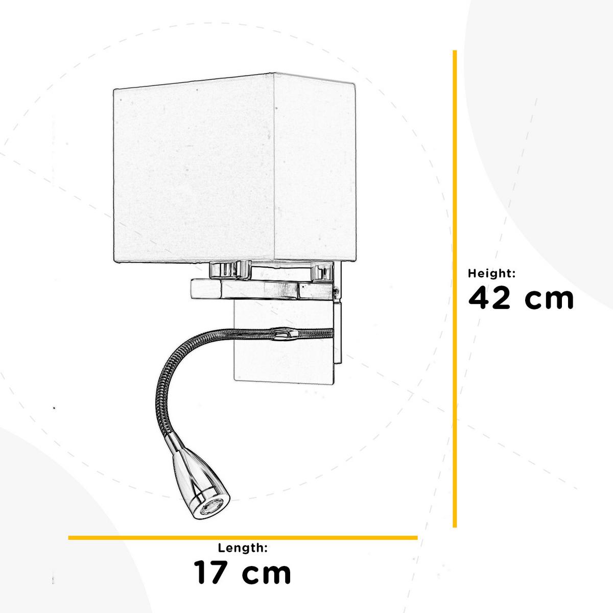 LED-Wandleuchte 4933/Apq - Chromfarben/Weiß, KONVENTIONELL, Textil/Metall (17/15/44cm)