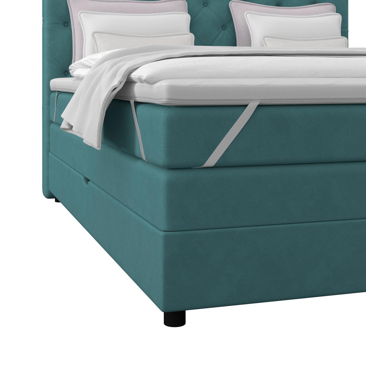 Boxspringbett Elio Petrol 160x200 Cm H4 - Petrol/Schwarz, ROMANTIK / LANDHAUS, Textil (164/121/212cm) - James Wood