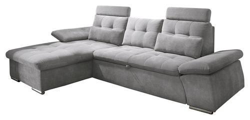 Sedacia súprava s rozkladom Nalo sivá - sivá/strieborná, Konventionell, kompozitné drevo/textil (170/268cm) - MID.YOU