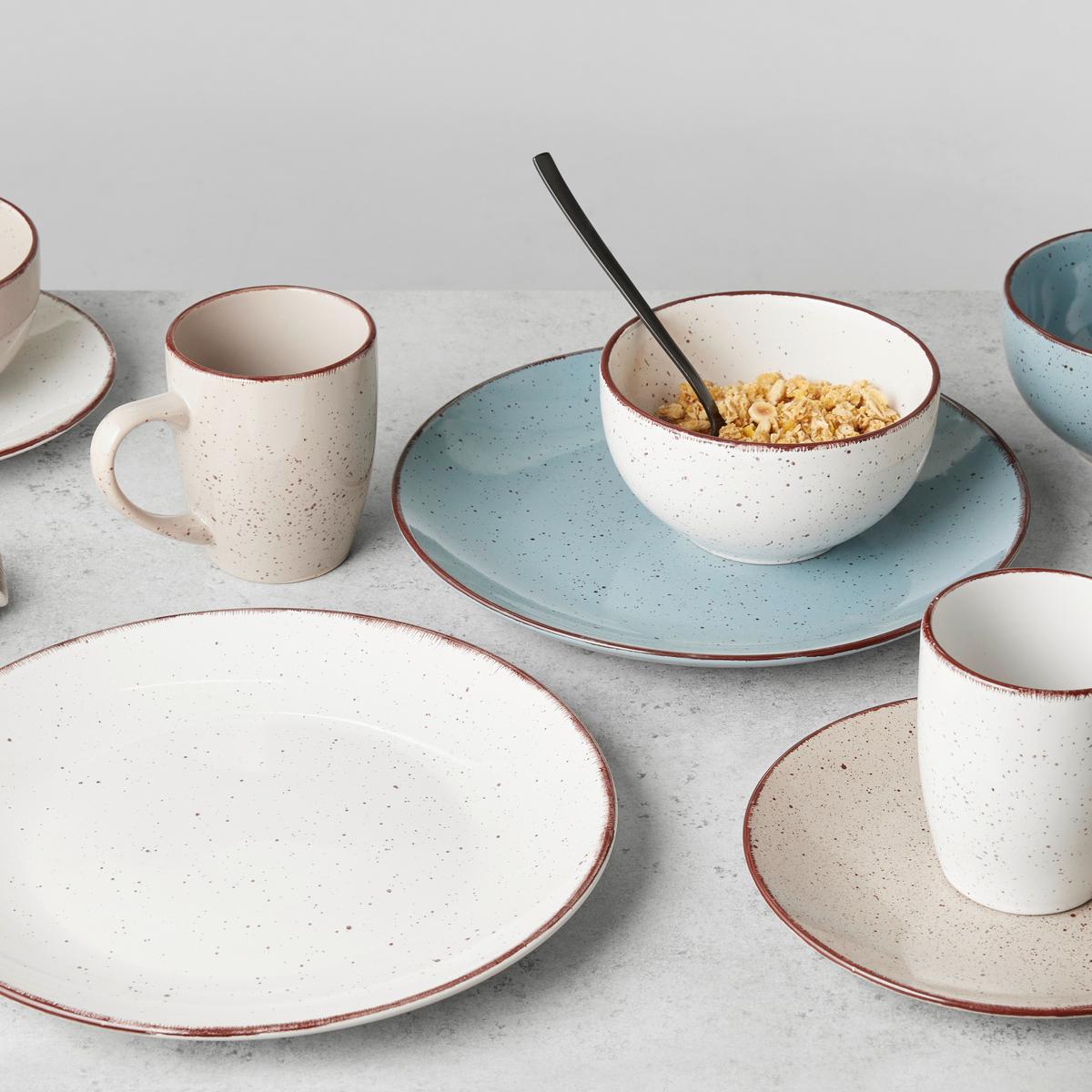 Kombinovaný servis Kelly, 24-dielny - hnedá/modrá, Modern, keramika - Modern Living