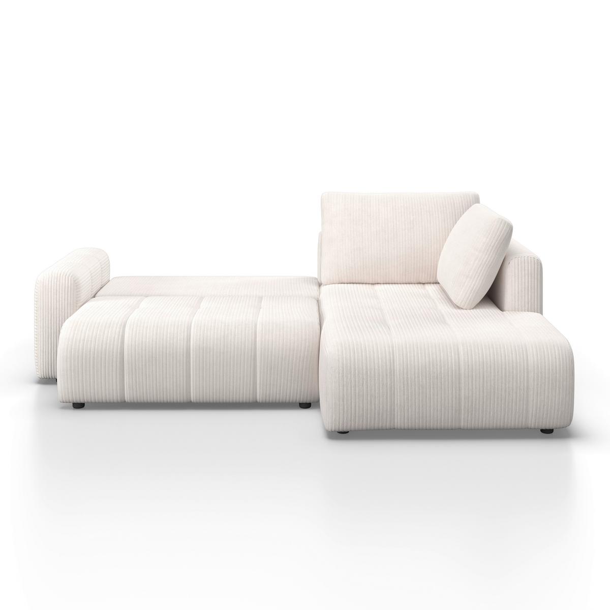 Sedací souprava GIA, pravá, bílá - bílá/šedá, Moderní, dřevo/textil (261/94/197cm) - Bessagi Home