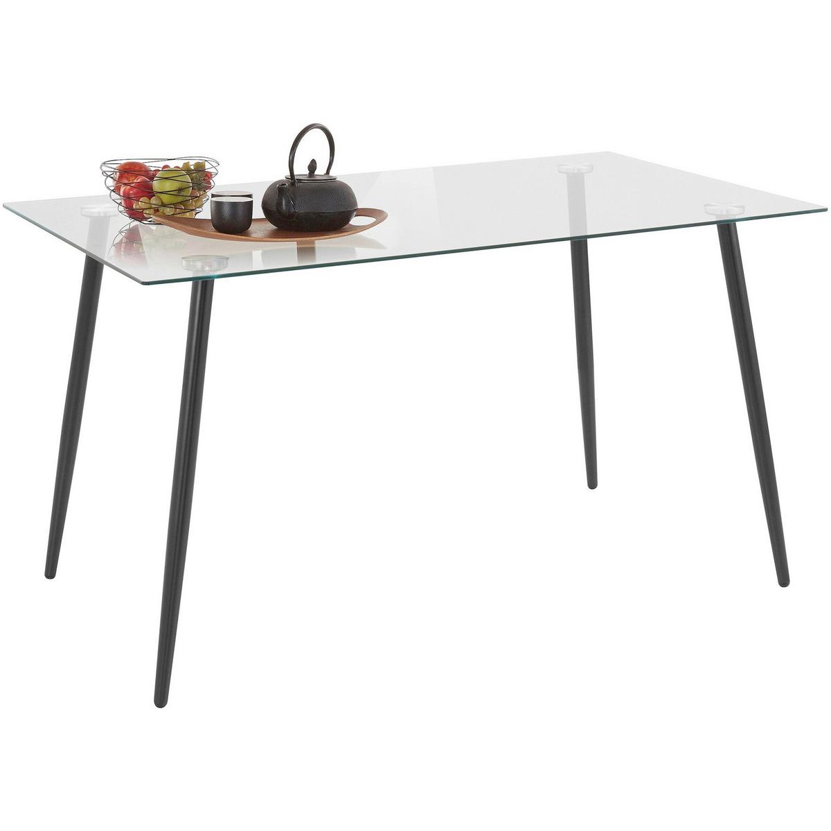 Esstisch Danny Schwarz/Transparent L: 140cm - Transparent/Schwarz, Design, Glas/Metall (140/75/80cm) - MID.YOU