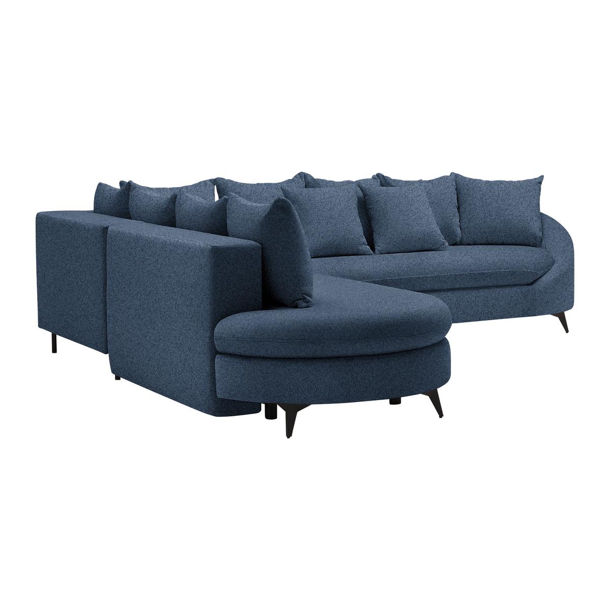 Rohová sedačka AXEL, levá, tmavě modrá tkanina - černá/tmavě modrá, Moderní, kov/textil (250/87/291cm) - Mömax