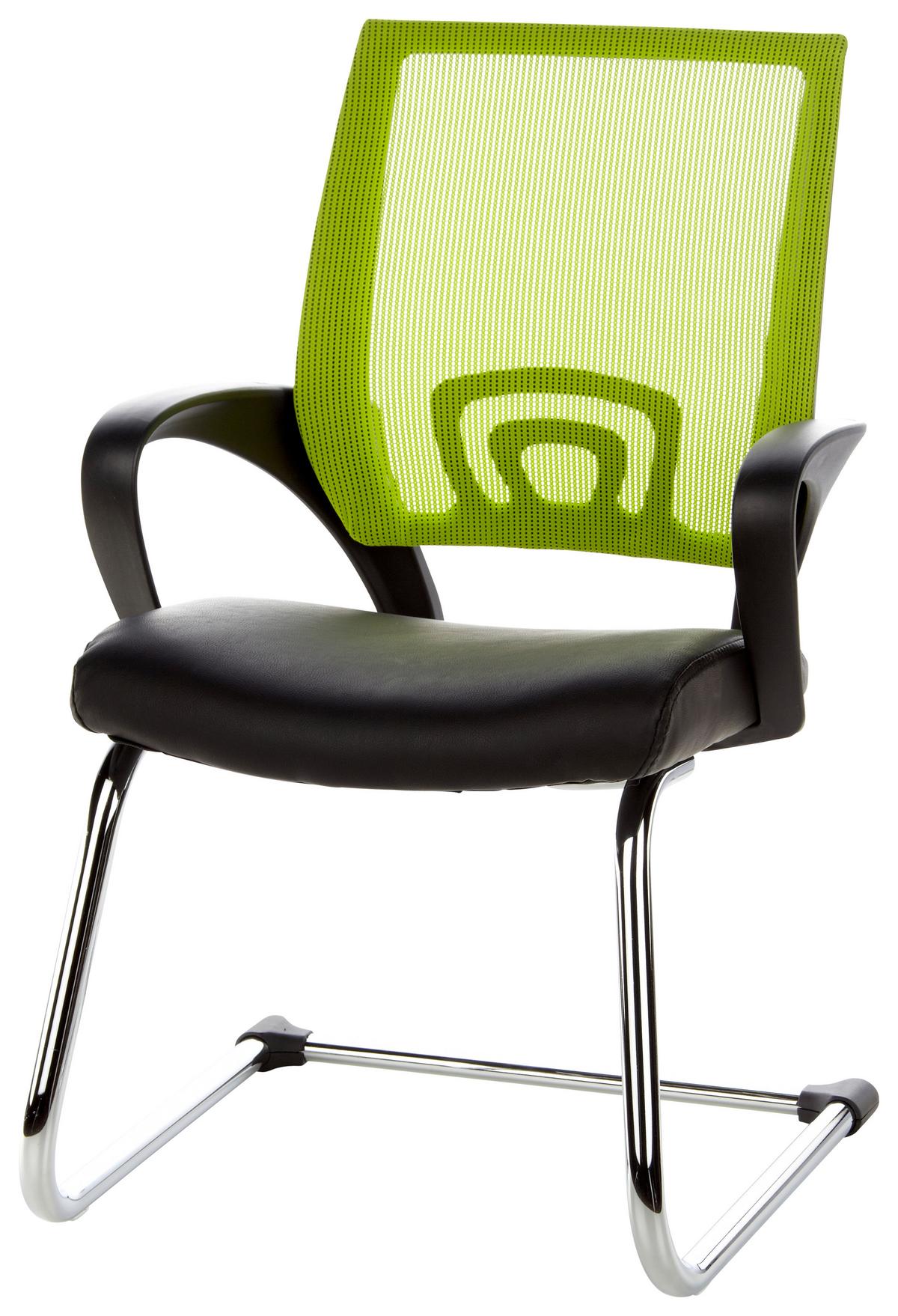 Besucherstuhl Visto Net V Grün/schwarz Bis 110 Kg - Silberfarben/Schwarz, Basics, Kunststoff/Textil (57/98/52cm) - MID.YOU