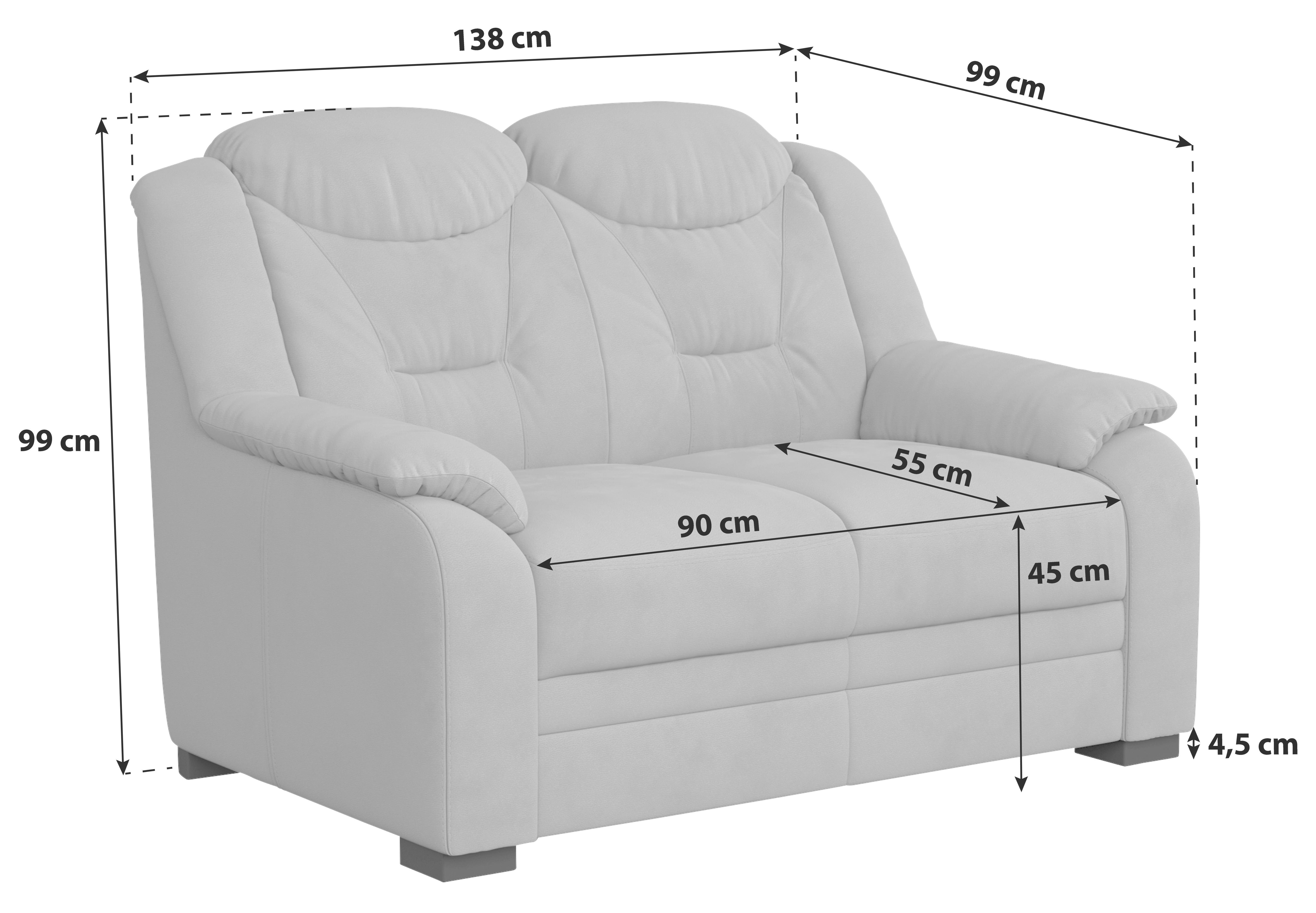 2-sitzer-sofa Marcus Sparta Anthrazit - Anthrazit/Schwarz, Basics, Textil (138/99/99cm) - MID.YOU