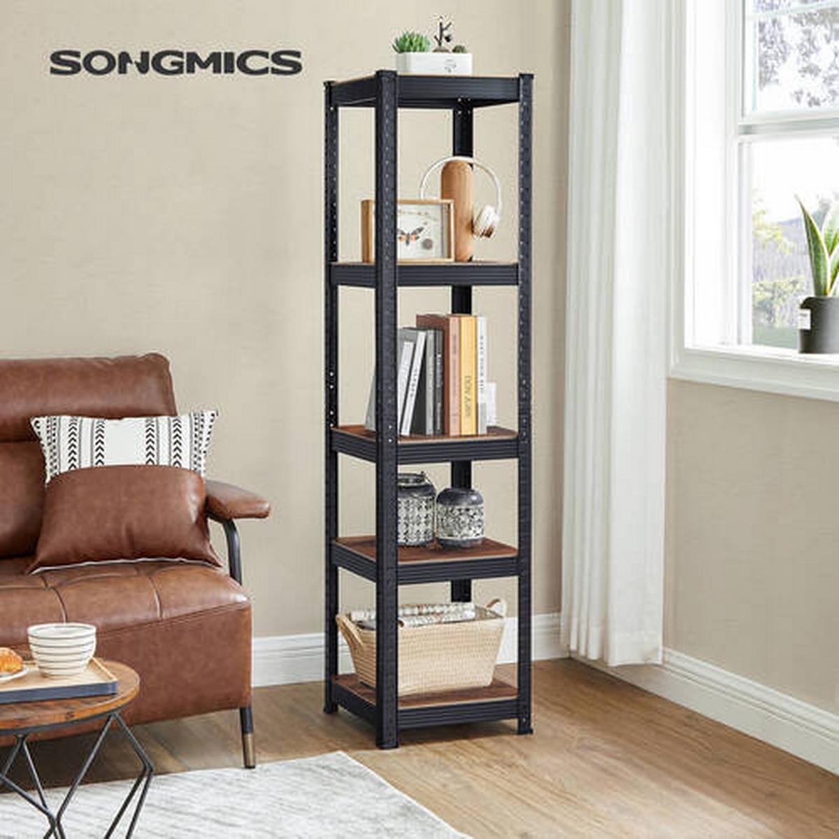 Stojací regál IRON - hnedá/čierna, Basics, kompozitné drevo (37/150/37cm) - Boxxx