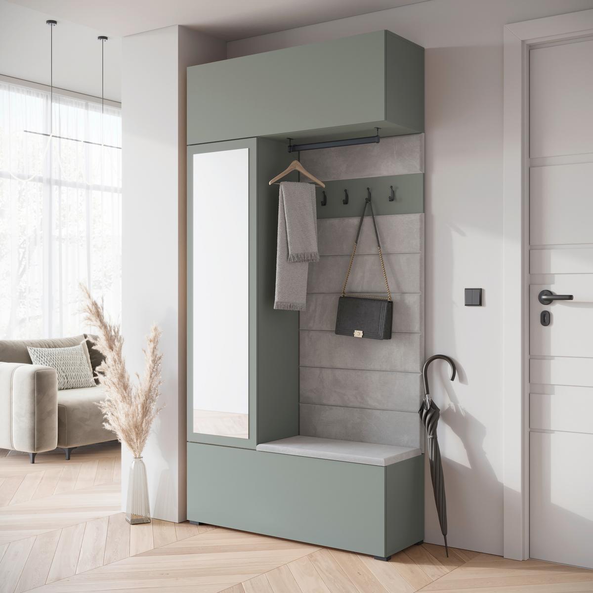 ŠATNA GARDEROBE TEJO - šedozelená, Design, kompozitní dřevo (115/231,9/37,5cm) - Livetastic