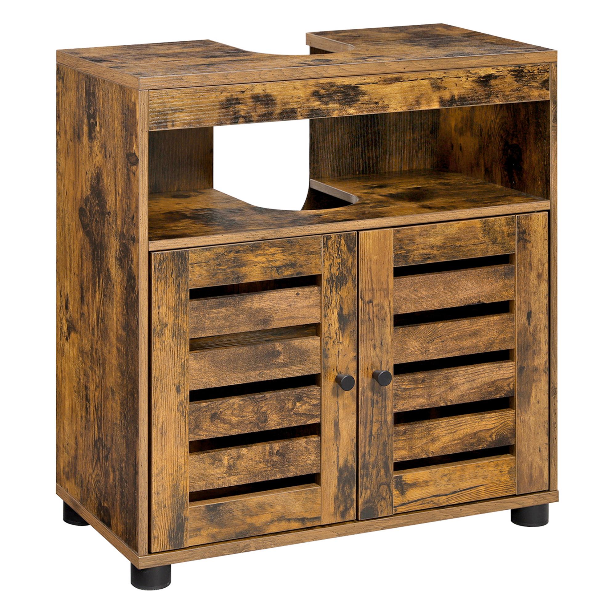 Waschbeckenunterschrank Bbk04bxv1 - Schwarz/Braun, Trend, Holzwerkstoff (60/63/30cm) - MID.YOU