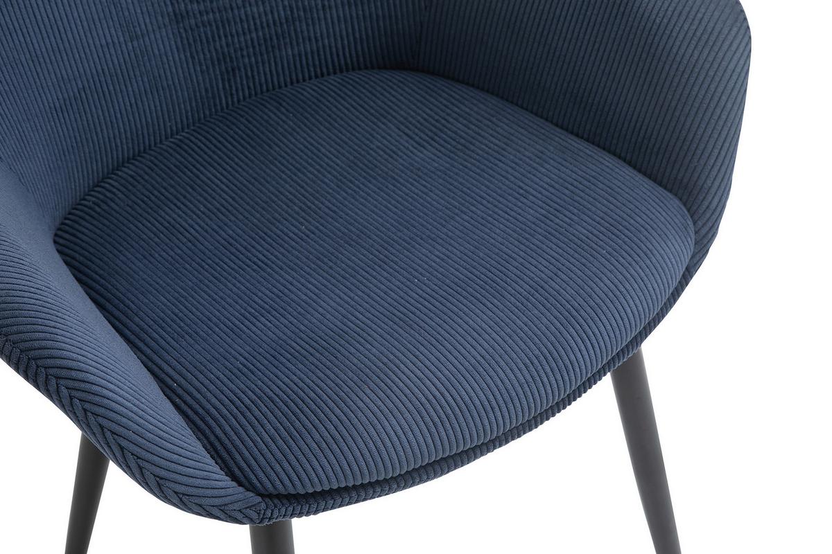 Armlehnstuhl-set Dunkelblau B: 64 Cm - Schwarz/Dunkelblau, MODERN, Textil/Metall (64/86/59cm) - Livetastic