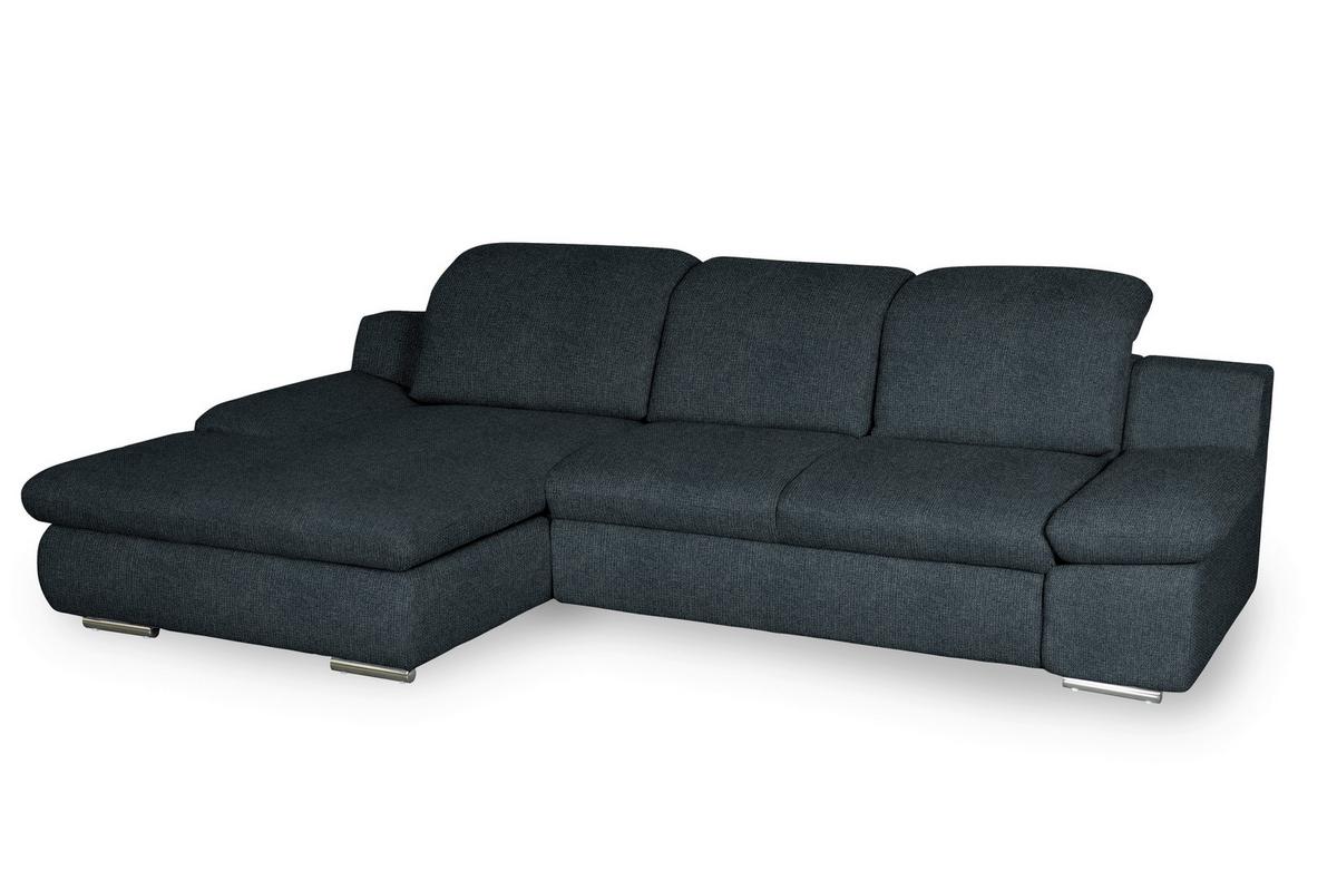Ecksofa Isona Schwarz Chenille - Chromfarben/Schwarz, Design, Textil (165/286cm) - Livetastic