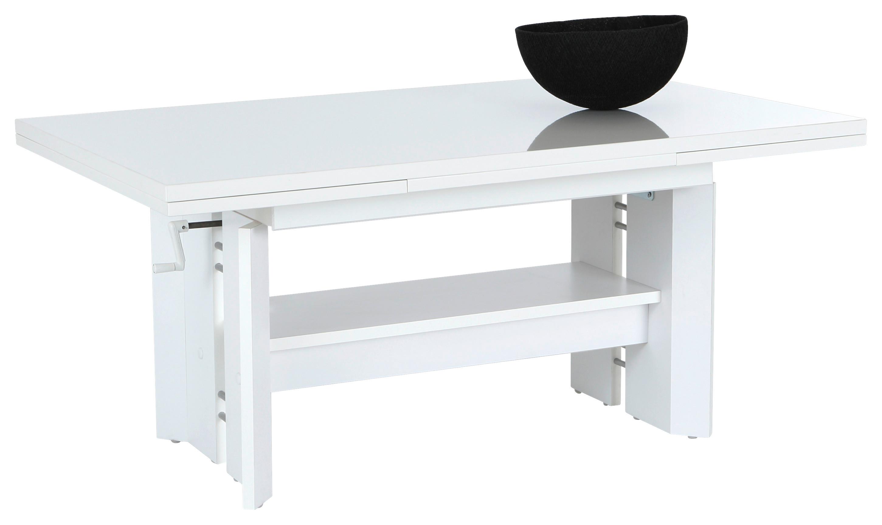 Coutisch Dario Rund Weiß ausziehbar U. höhenverstellbar - Weiß, MODERN, Holzwerkstoff (110-180/68/50-60cm) - MID.YOU