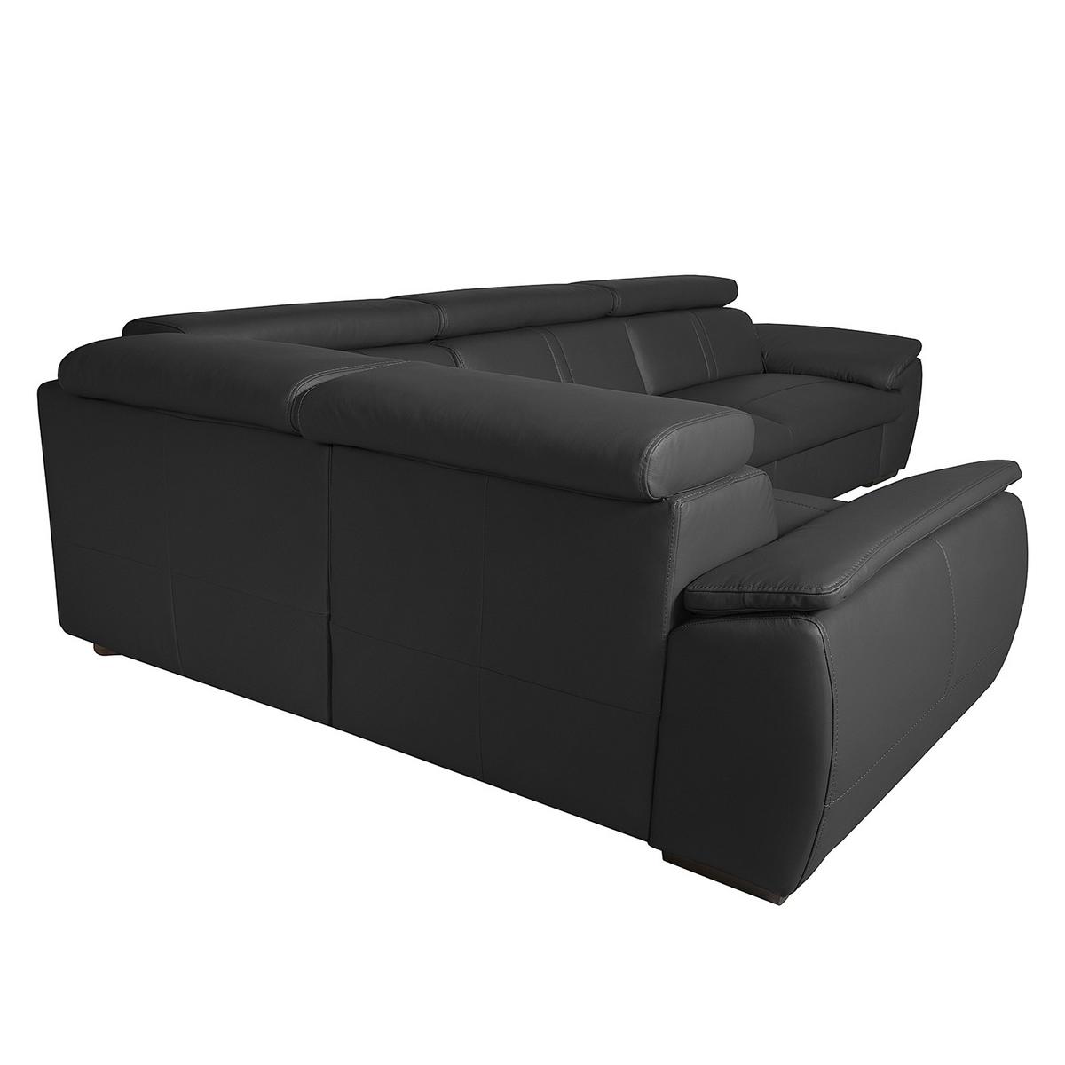 Ecksofa City Schwarz B: 193x265 cm - Wengefarben/Schwarz, Design, Leder (193/265cm) - Livetastic