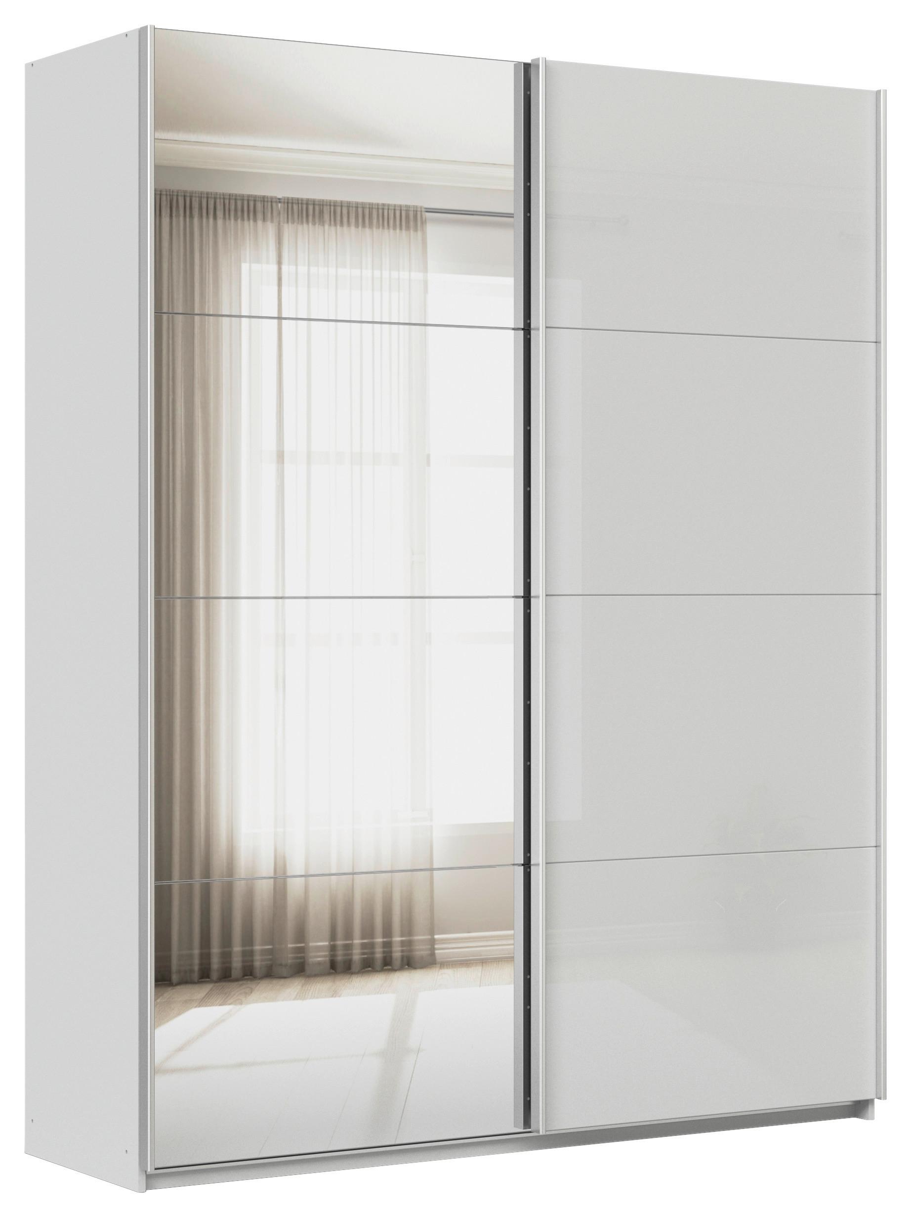Schwebetürenschrank Feldkirch 181 Maxihöhe - Grau Hochglanz/Silberfarben, MODERN, Glas/Holzwerkstoff (181/229/62cm)