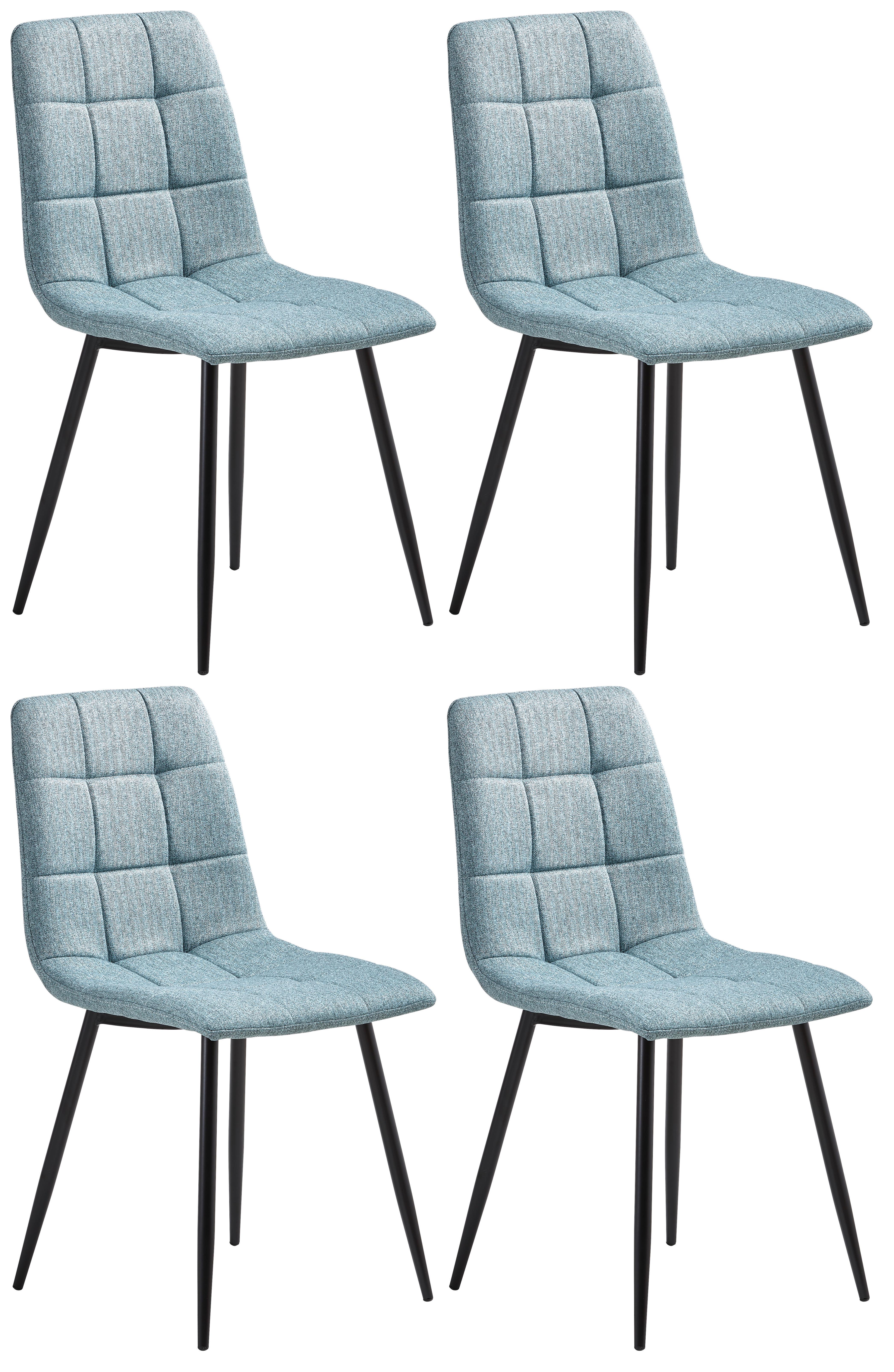 Stuhl-Set 4er EMPOLI Grün - Schwarz/Grau, LIFESTYLE, Textil/Metall (44,5/86/54,5cm) - Livetastic