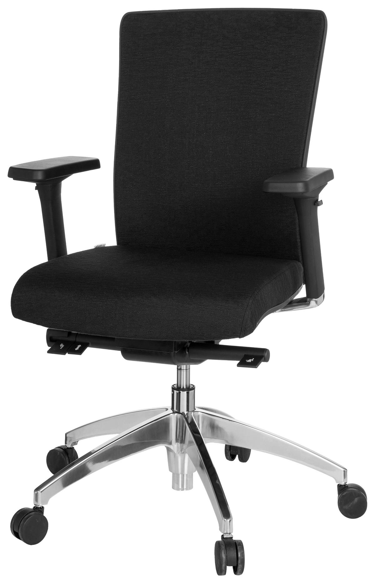 Drehstuhl Astra Base Schwarz - Schwarz/Alufarben, MODERN, Kunststoff/Textil (57/113/52cm) - MID.YOU