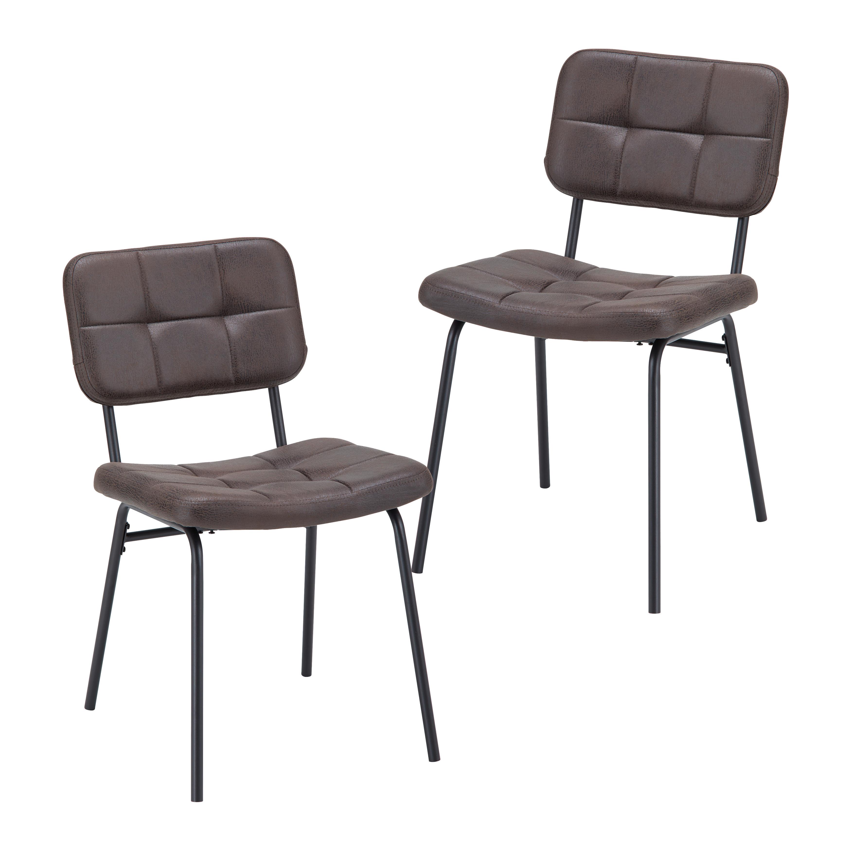 Sada židlí VALENTIN - černá/šedohnědá, Moderní, kov/textil (44/80/59cm) - Bessagi Home