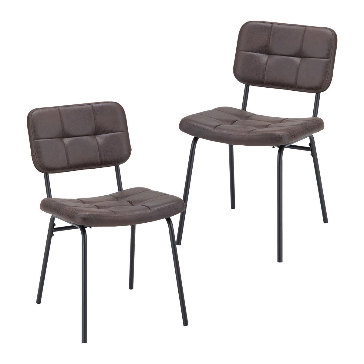 Sada židlí VALENTIN - černá/šedohnědá, Moderní, kov/dřevo (44/80/59cm) - Bessagi Home