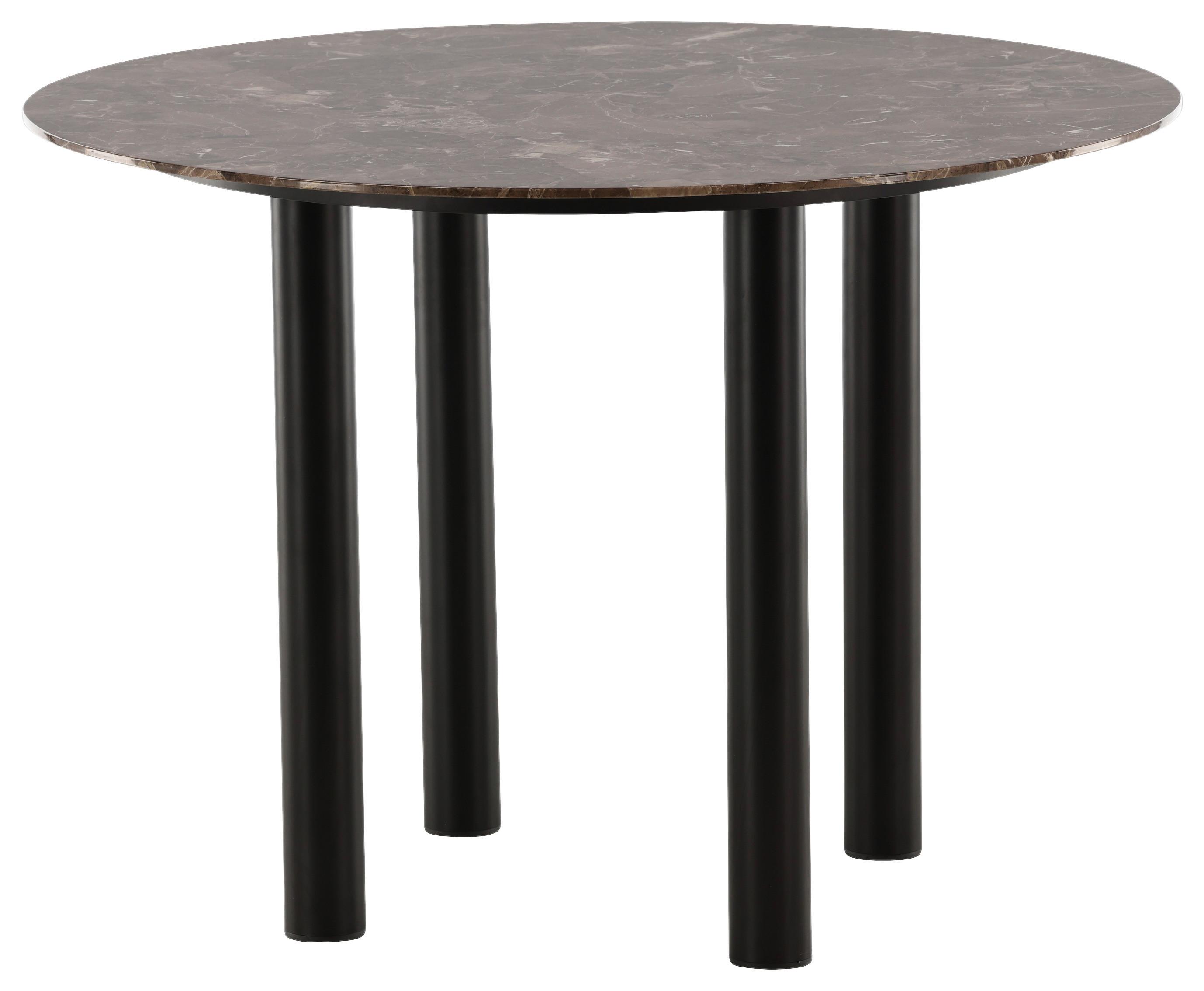 Esstisch Havsten - Dunkelbraun/Schwarz, Design, Holzwerkstoff/Metall (106/106/75cm) - Livetastic