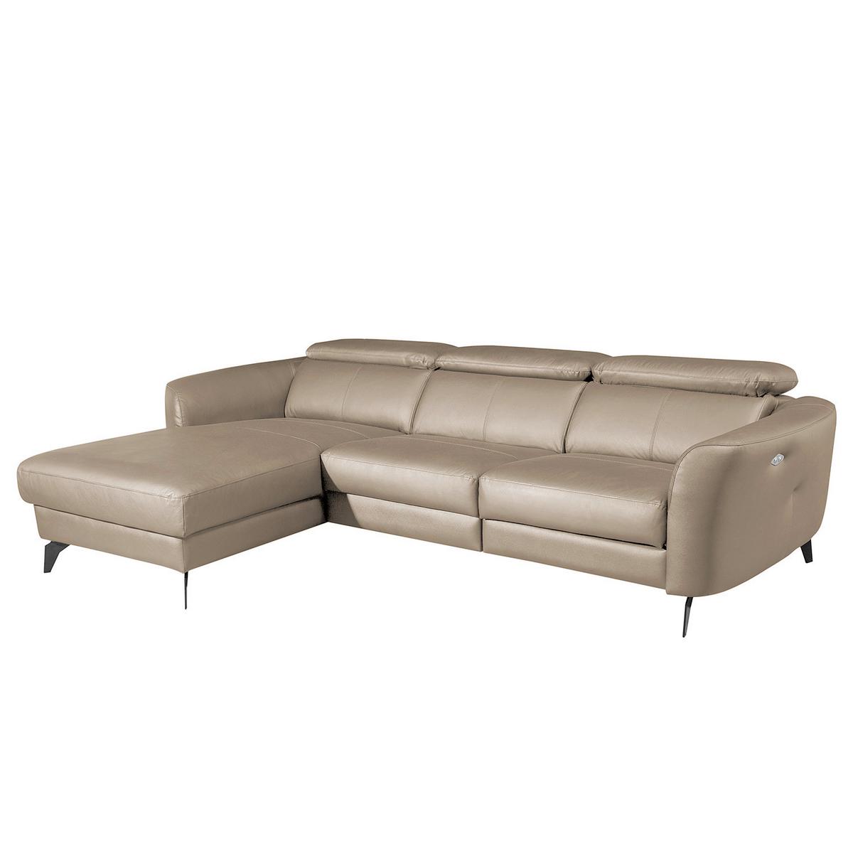 Ecksofa Berne Hellgrau S: 183x261 Cm - Hellgrau/Schwarz, Design, Leder/Textil (183/261cm) - Livetastic