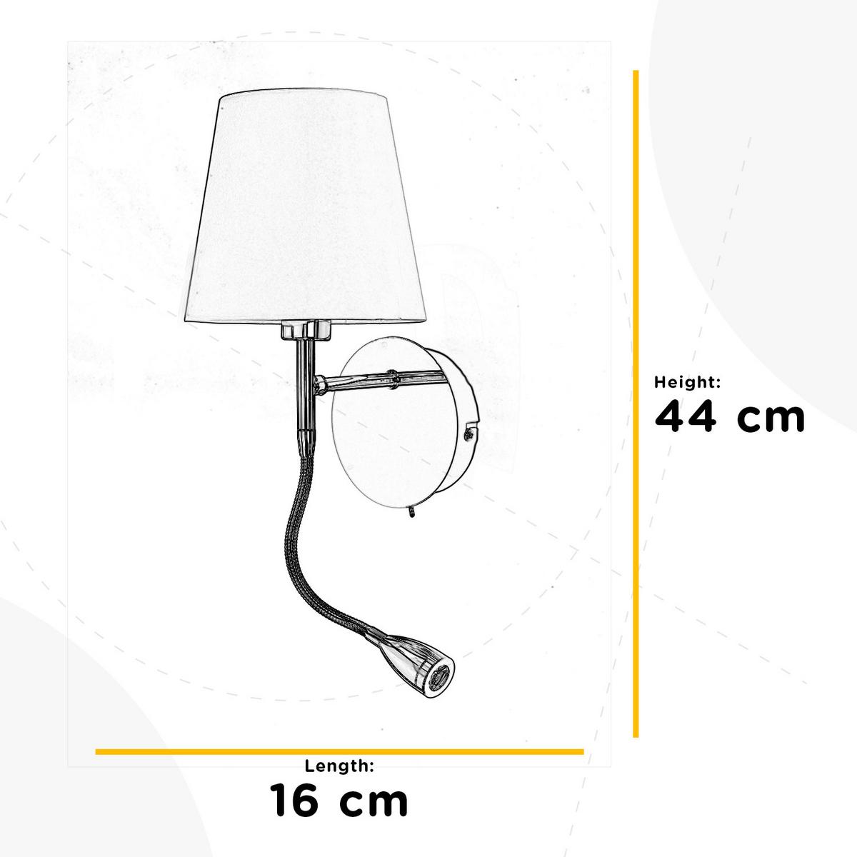 LED-Wandleuchte 4933/Apr - Chromfarben/Weiß, KONVENTIONELL, Textil/Metall (16/20/44cm)