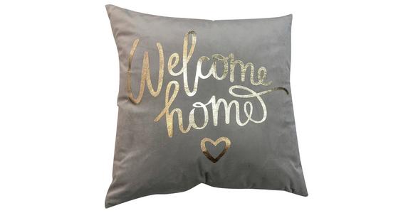 Zierkissen Welcome Home 45 X45 cm Polyester Grau mit Zipp - Grau, MODERN, Textil (45/45cm) - Luca Bessoni