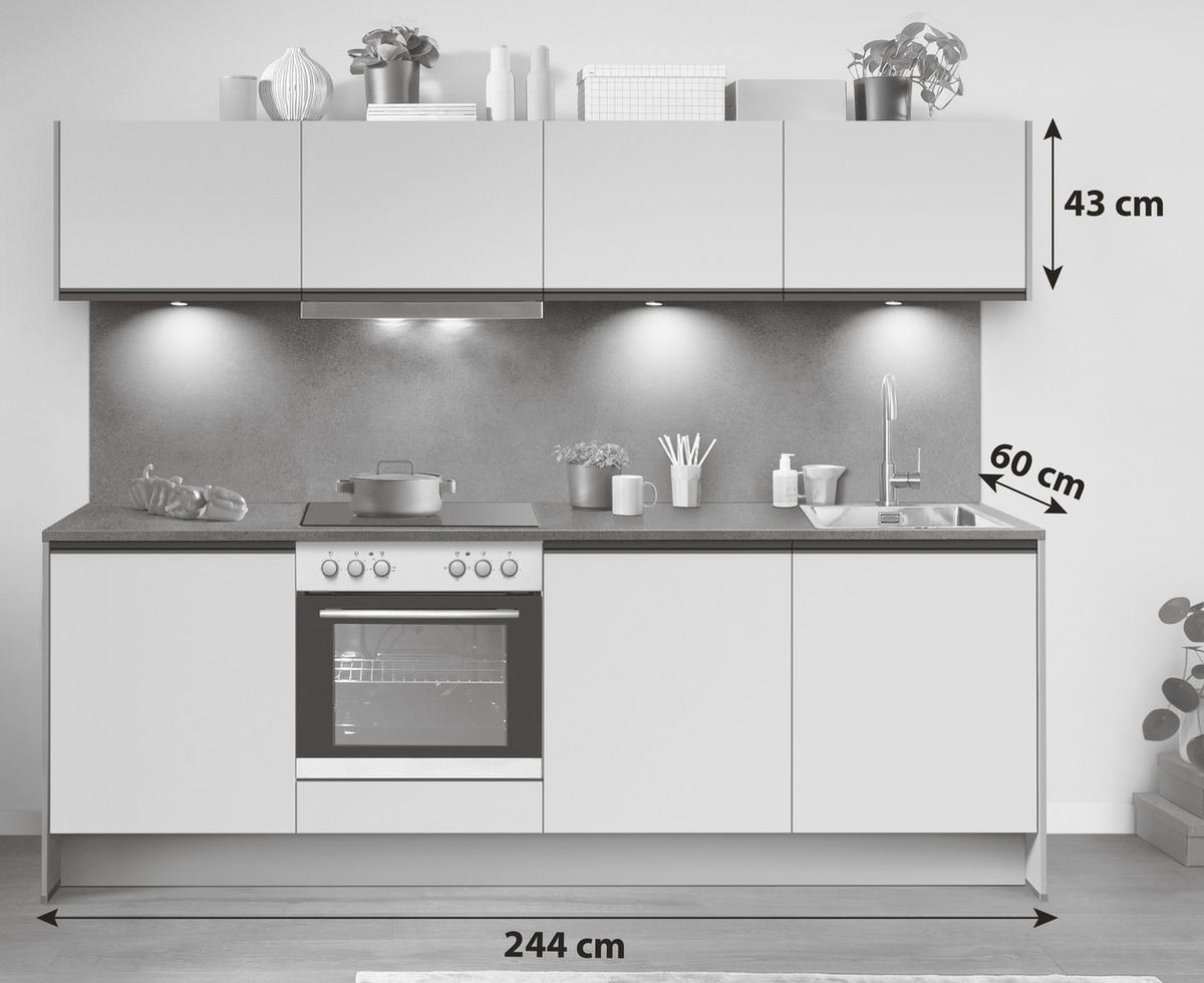 Küchenblock Ip 3150 - Schieferfarben/Hellgrün, Basics, Holzwerkstoff (243,7cm) - Impuls
