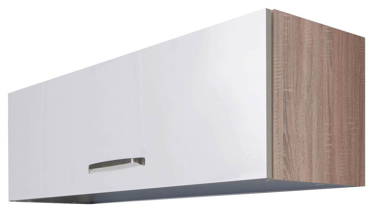 Küchenoberschrank Valero Khw 100 - Weiß Hochglanz/Sonoma Eiche, KONVENTIONELL, Holzwerkstoff (100/32/32cm) - FlexWell