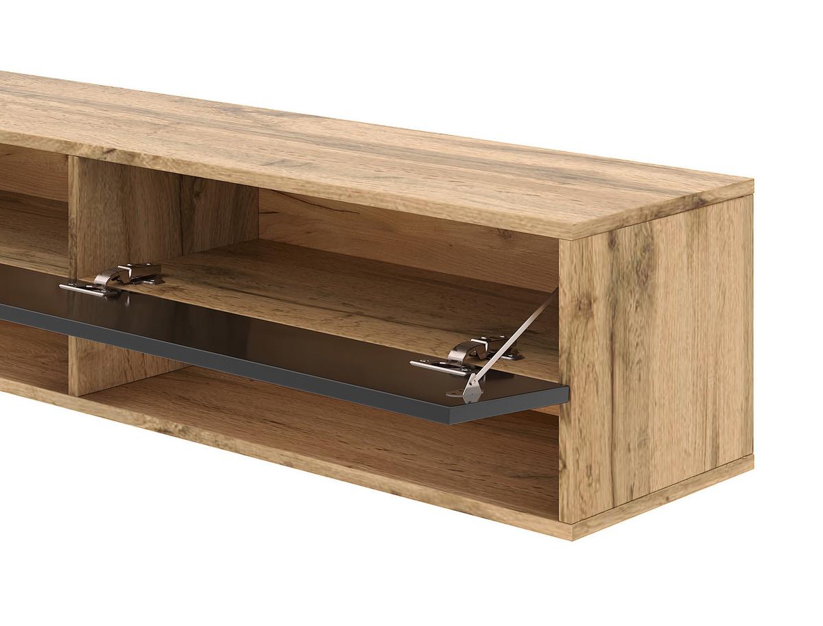 Lowboard Derby 140 - Schwarz Hochglanz/Eiche Wotan, Design, Holzwerkstoff (140/31,5/32,5cm) - Livetastic