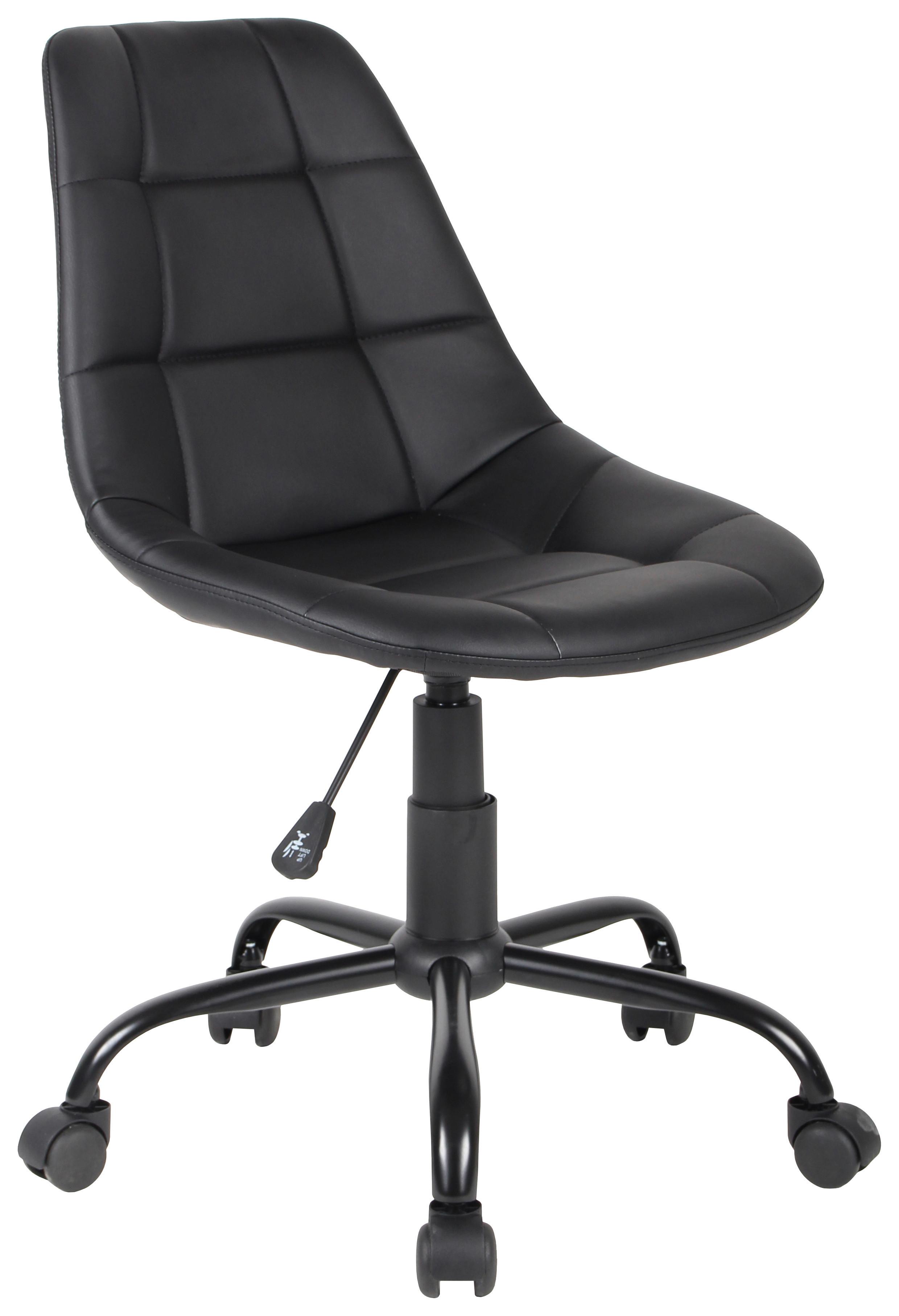 Bürostuhl Rudolf Lederlook Schwarz - Schwarz, MODERN, Kunststoff/Textil (52/81-89/53,5cm)