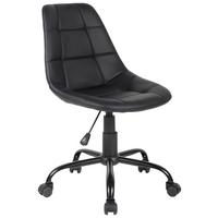 Bürostuhl Rudolf Lederlook Schwarz - Schwarz, MODERN, Kunststoff/Textil (52/81-89/53,5cm)