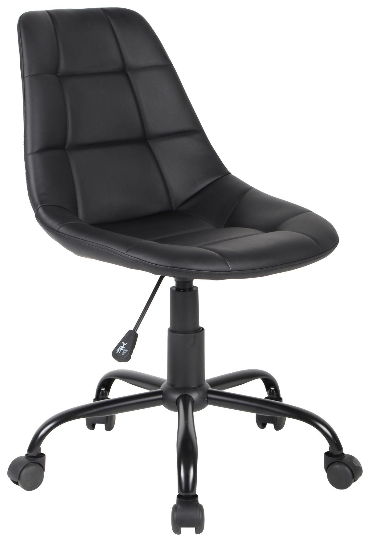 Bürostuhl Rudolf Lederlook Schwarz - Schwarz, MODERN, Kunststoff/Textil (52/81-89/53,5cm)