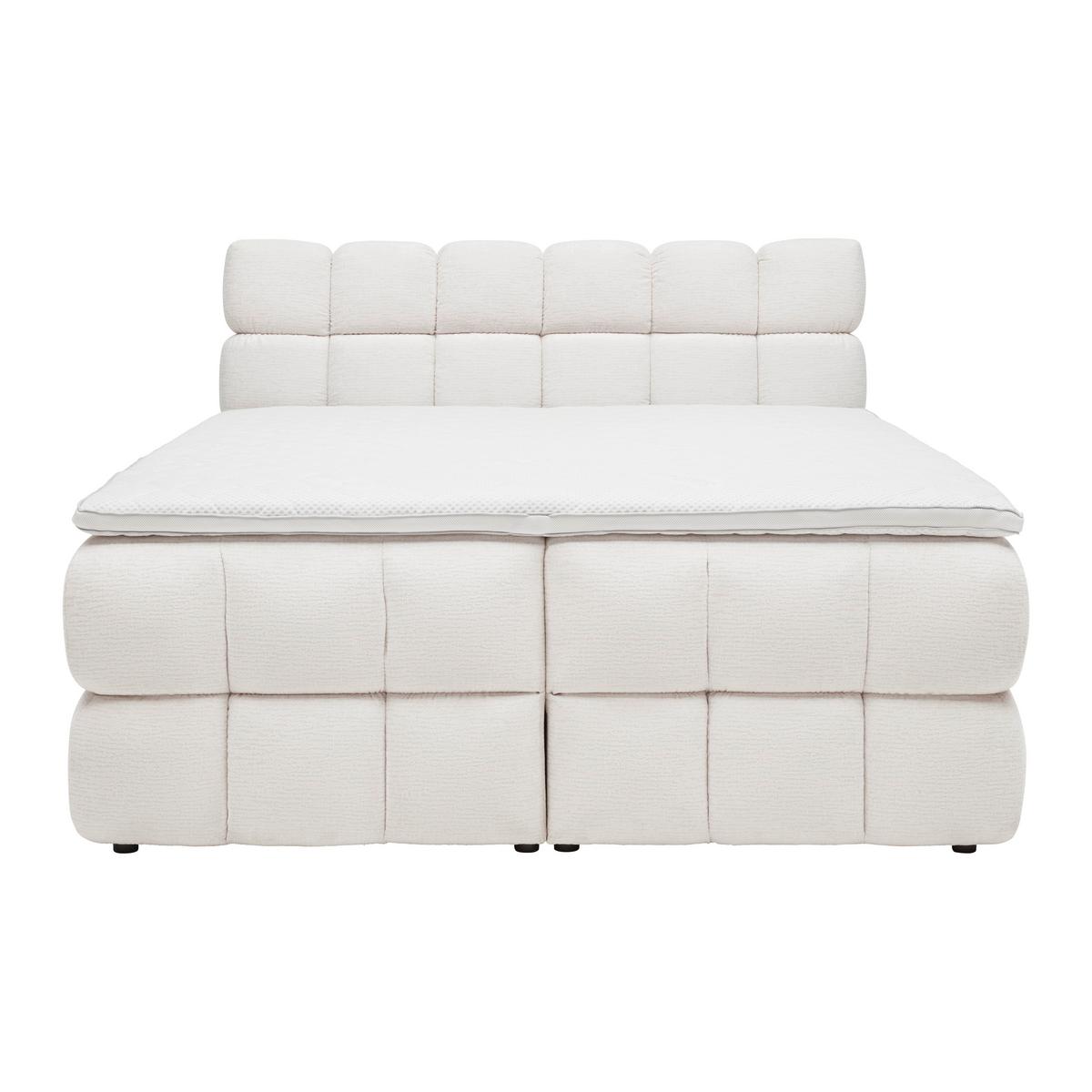 Boxspring postel BUBBLE BOX 180/200 cm, krémová - černá/krémová, Konvenční, kov/dřevo (180/200cm) - Premium Living