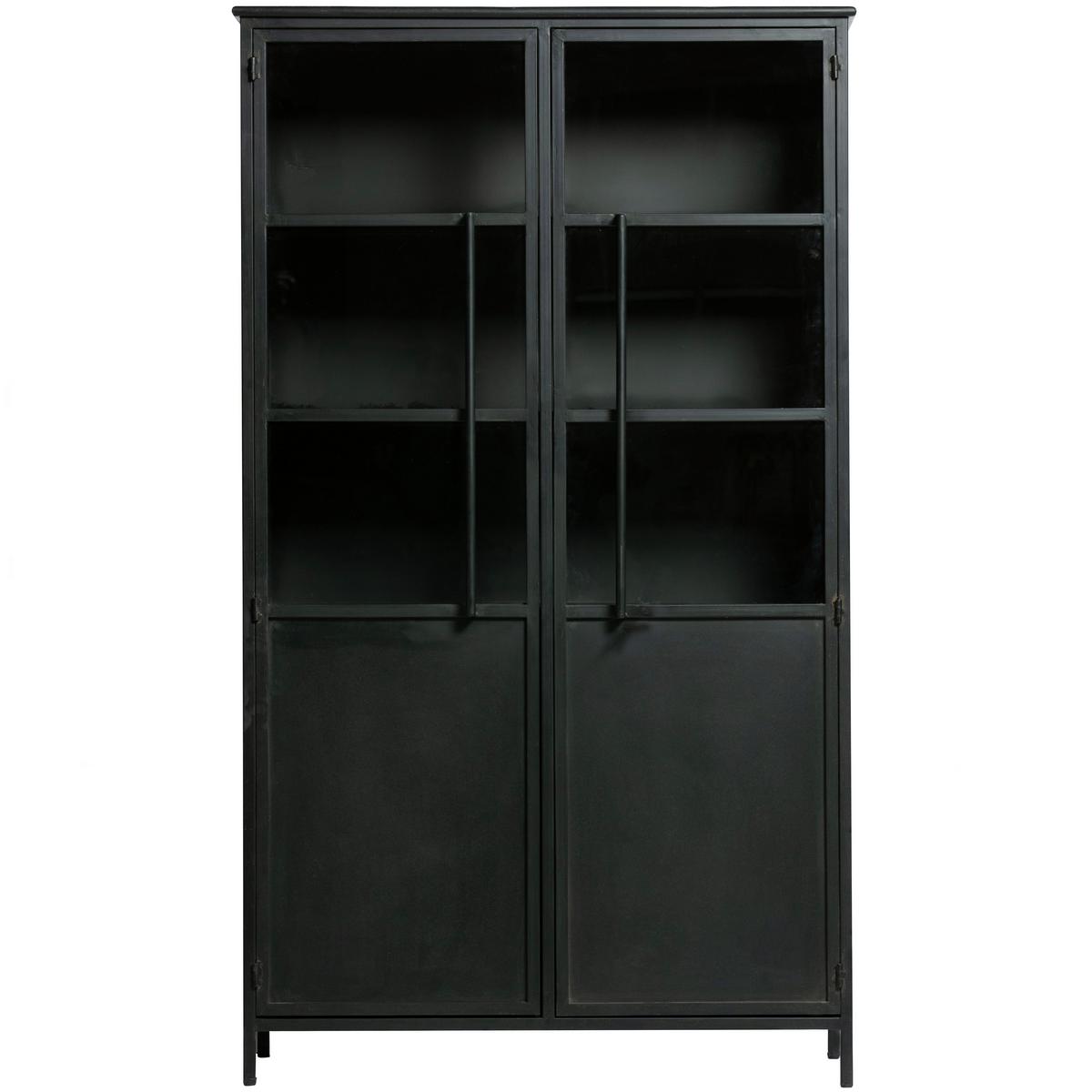Vitrine Exhibit Schwarz B: 99 Cm - Schwarz, Design, Glas/Metall (99/170/44cm) - Livetastic