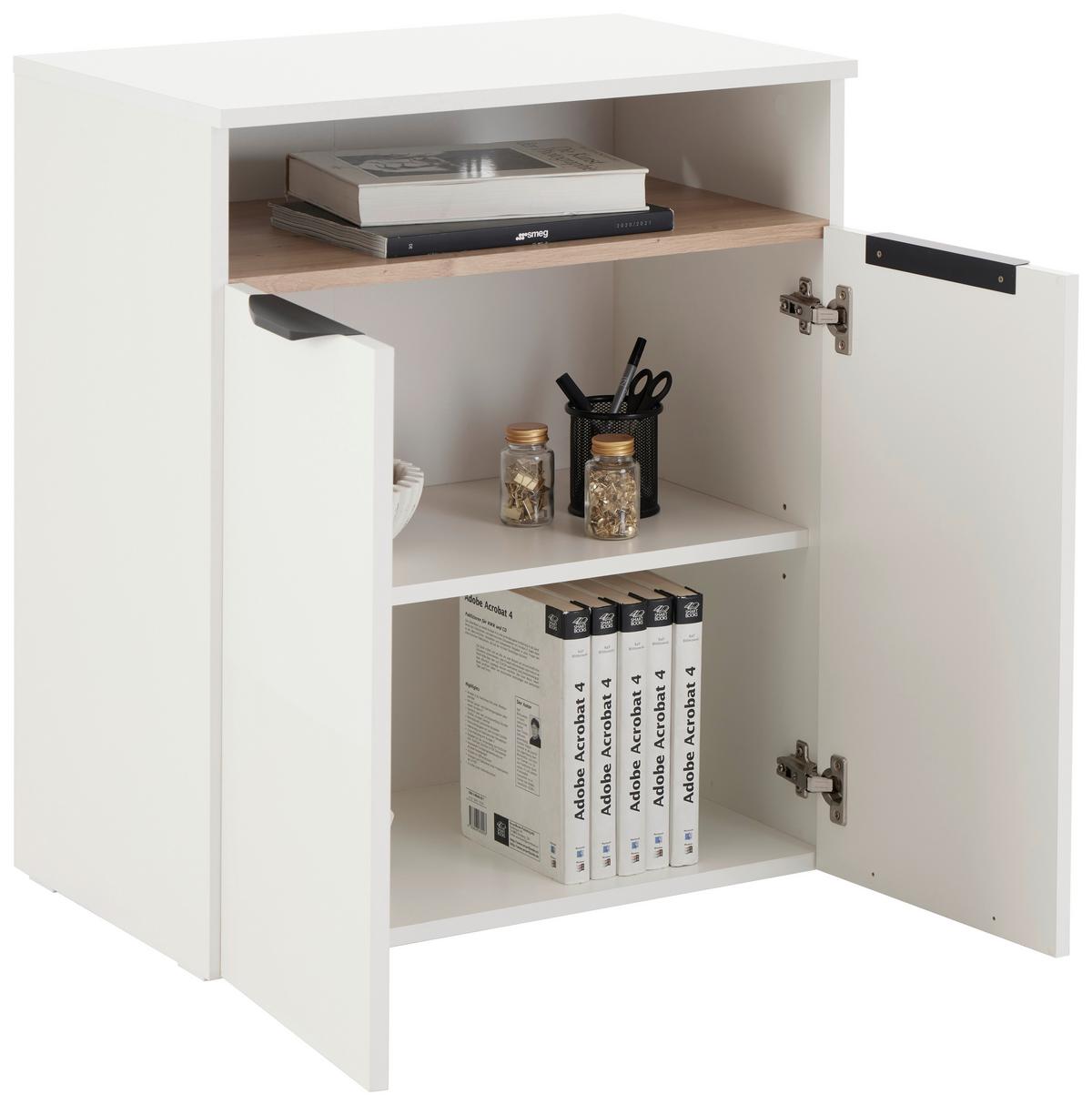 Aktenschrank Carlos 2-Türig Weiß, B: 64,5 cm - Weiß/Eiche Artisan, Trend, Holzwerkstoff (64,5/74,2/40cm)