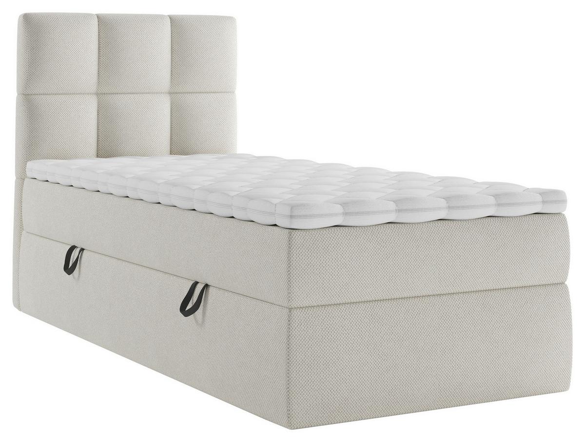 Boxbett Mit Topper & Bettkasten 90x200 Polly - Beige/Schwarz, MODERN, Holz/Holzwerkstoff (90/200cm) - MID.YOU