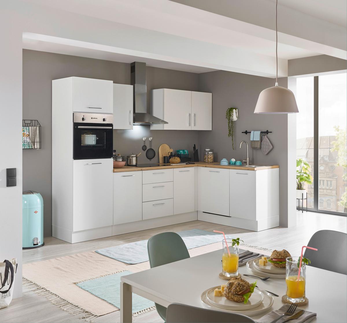 Eckküche Dekor Weiß/Eiche Dekor 280x175 cm - Weiß/Eiche Artisan, Basics, Holzwerkstoff (280/175cm) - MID.YOU