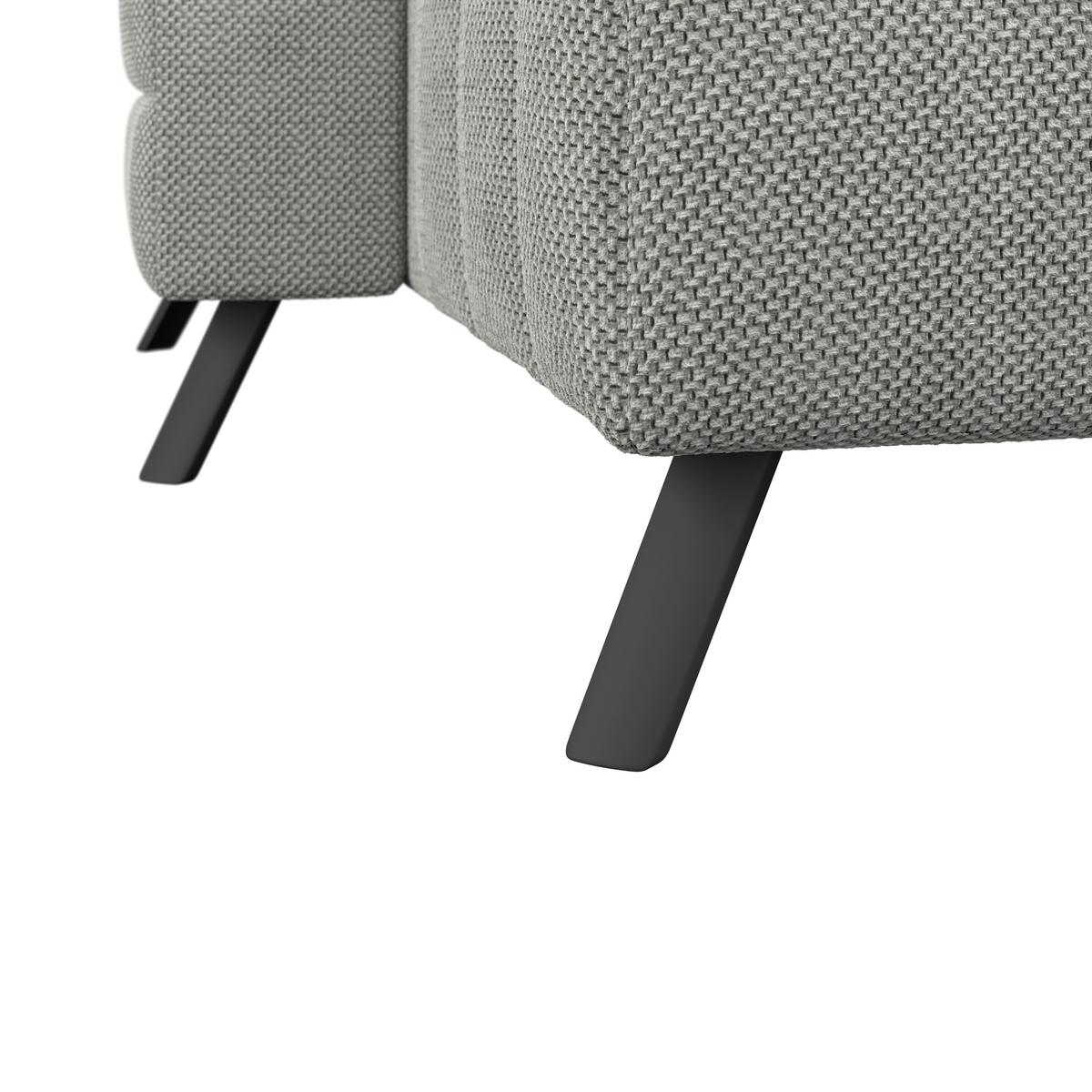 Ecksofa Milano Microfaser hellgrau, B: 178 cm - Hellgrau/Schwarz, MODERN, Holz/Textil (178/256cm) - Luca Bessoni