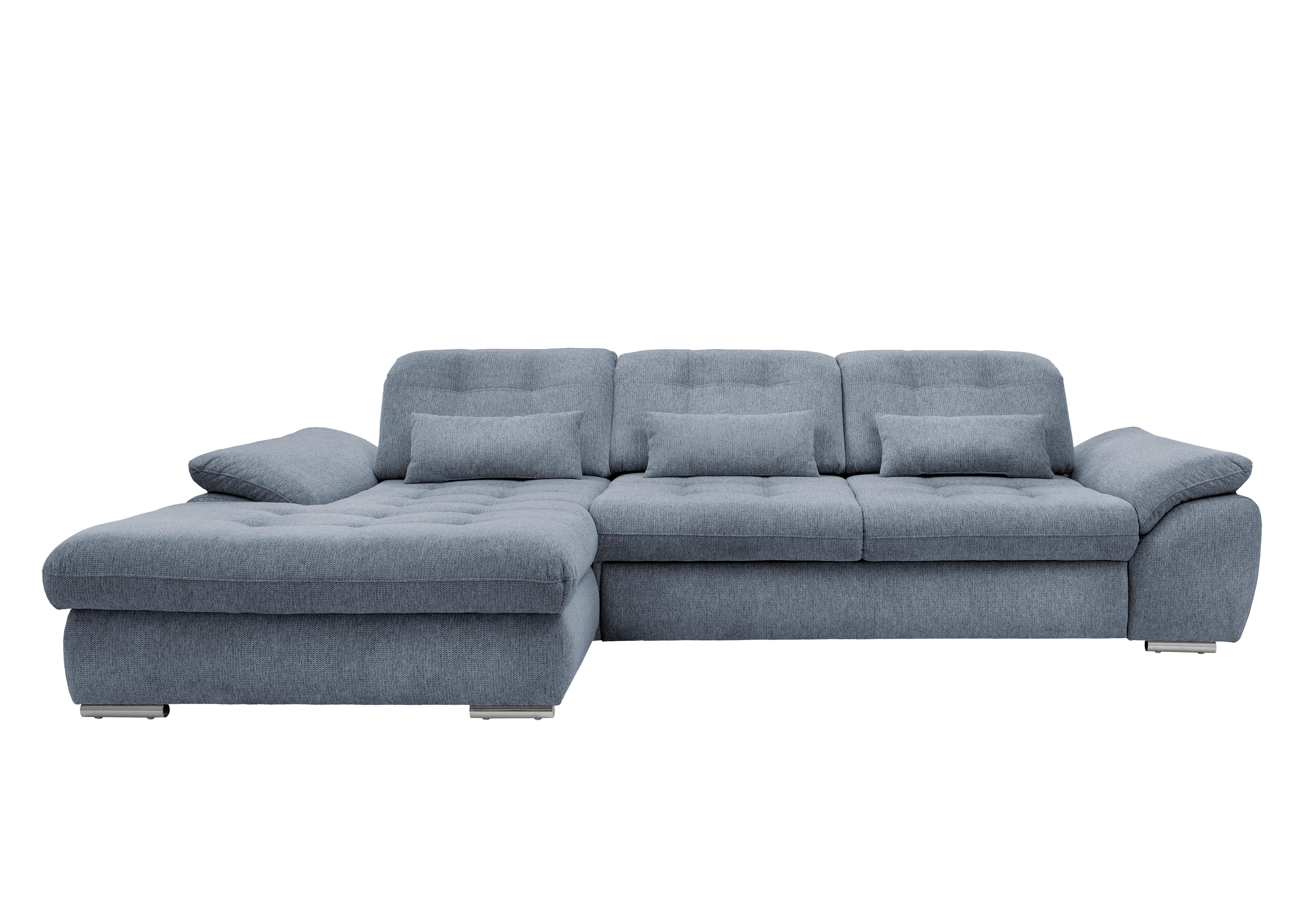 Ecksofa mit Bettkasten Rigatti Hellblau S: 184x314 cm - Chromfarben/Anthrazit, MODERN, Textil (184/314cm) - Livetastic