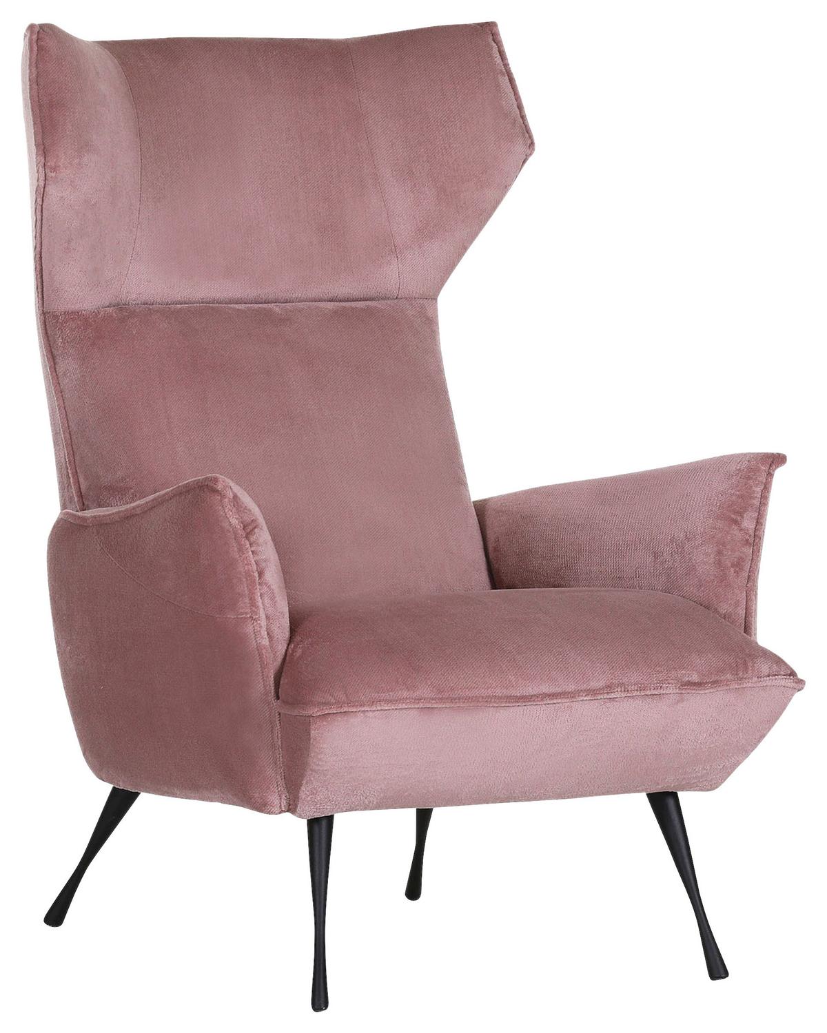 Ohrensessel Lorris - Schwarz/Rosa, KONVENTIONELL, Textil (83/110/92cm) - MID.YOU