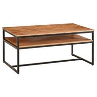 Konferenčný stolík farby akácie - čierna/farba akácie, Modern, kov/drevo (100/60/45cm) - MID.YOU