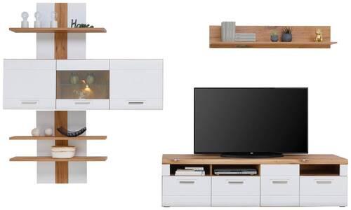 Wohnkombination 4--Teilig. Auris, Weiß/Eiche Dekor