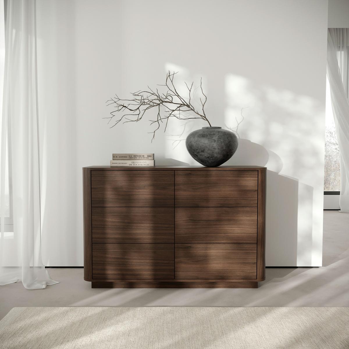 KOMMODE Mocha Walnussfarben B: 115,2cm - Walnussfarben/Schwarz, Design, Holzwerkstoff (115,2/85,5/40cm) - MID.YOU