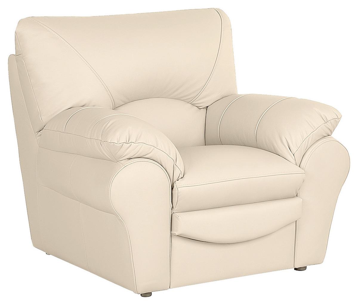 Sessel Oslo Beige B: 105 cm - Beige/Schwarz, Design, Leder (105/92/85cm) - Livetastic