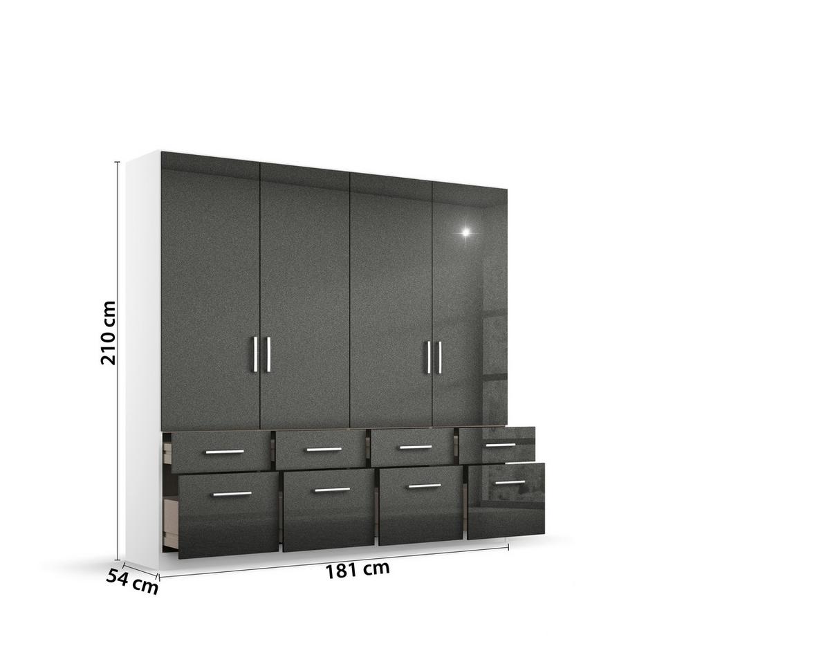 Drehtürenschrank Berlin Weiß/Grau B: 181 cm - Weiß/Grau, MODERN, Holzwerkstoff (181/210/54cm) - Rauch Möbel