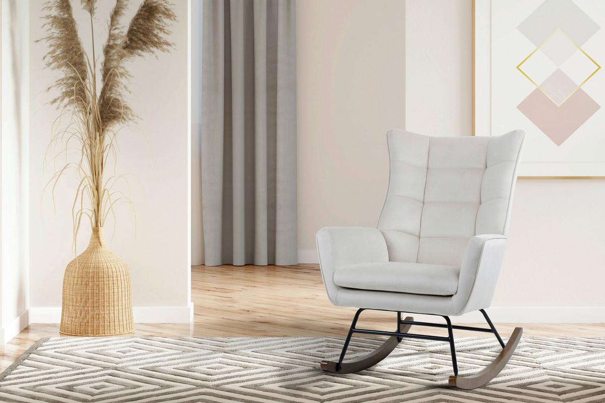 Schaukelstuhl Bryana 125 Beige, 68x97x88 cm - Beige, Design, Holz/Kunststoff (68/97/88cm) - Kayoom