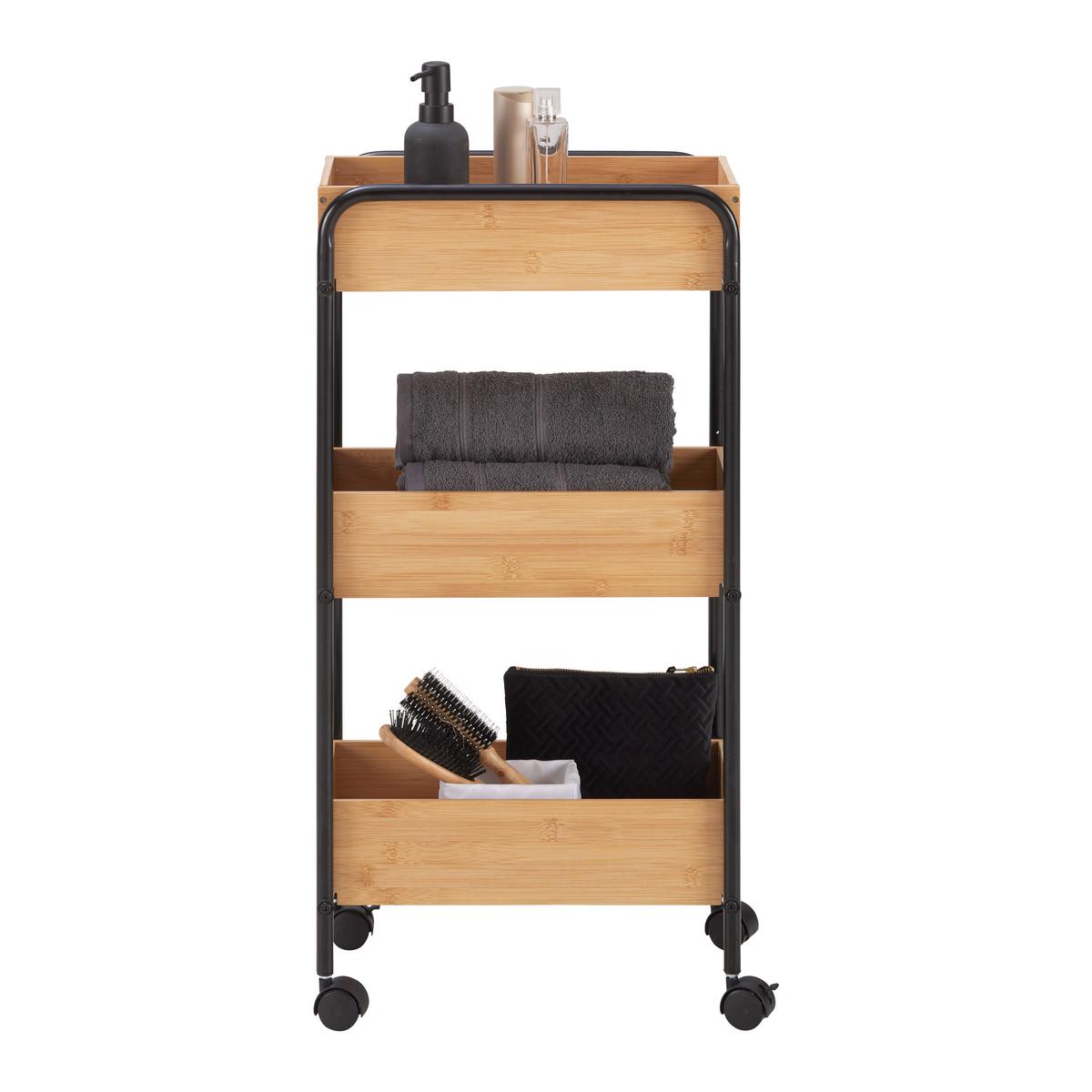 Univerzální stolík VICKY - černá/přírodní barvy, Moderní, kov/plast (40/81,5/23cm) - Mömax