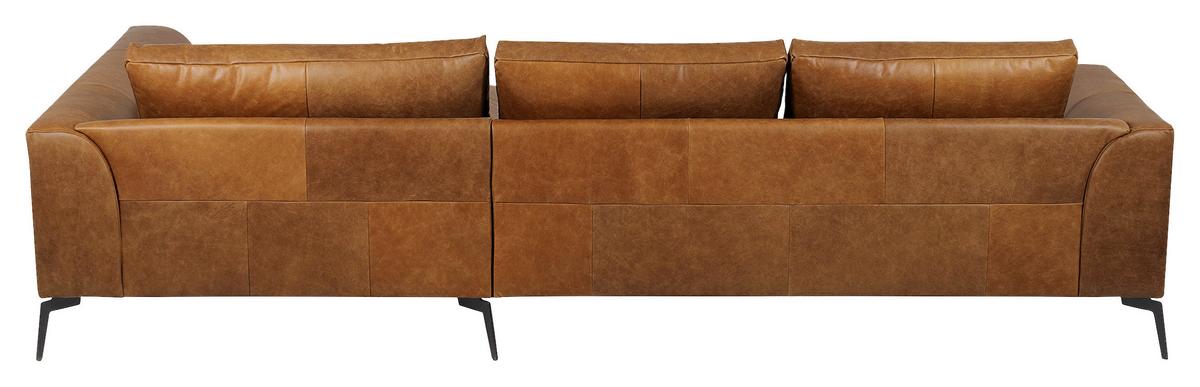 Ecksofa Berlin Cognac S: 313 cm - Cognac/Schwarz, Design, Leder (313/172cm) - Livetastic